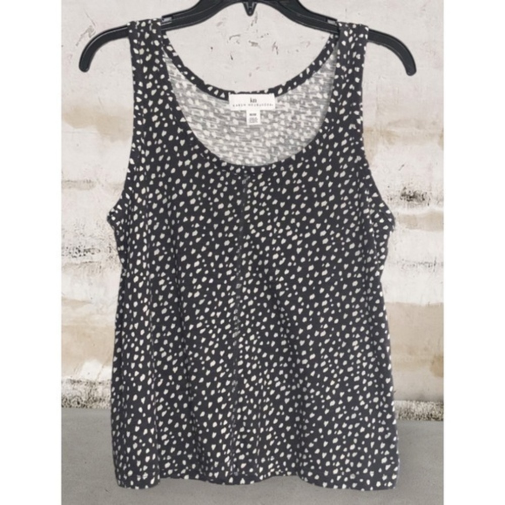 Karen Neuburger Brown & Cream Spotted Tank Top Cotton/Polyester Blend M